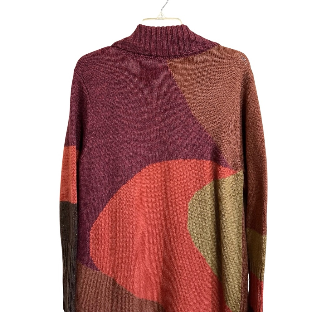 Chico's Patchwork Duster Cardigan Sweater XL Multicolor Abstract Colorblock Cozy - Picture 5 of 12